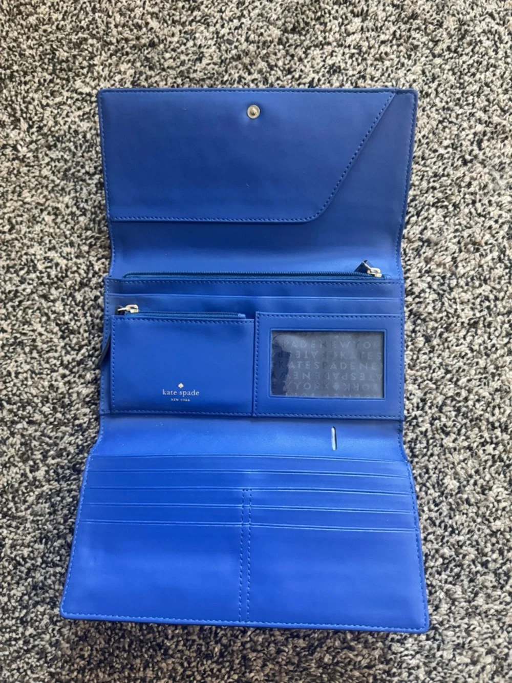 kate spade electric blue ostrich-embossed continental wallet - Picture 3 of 4